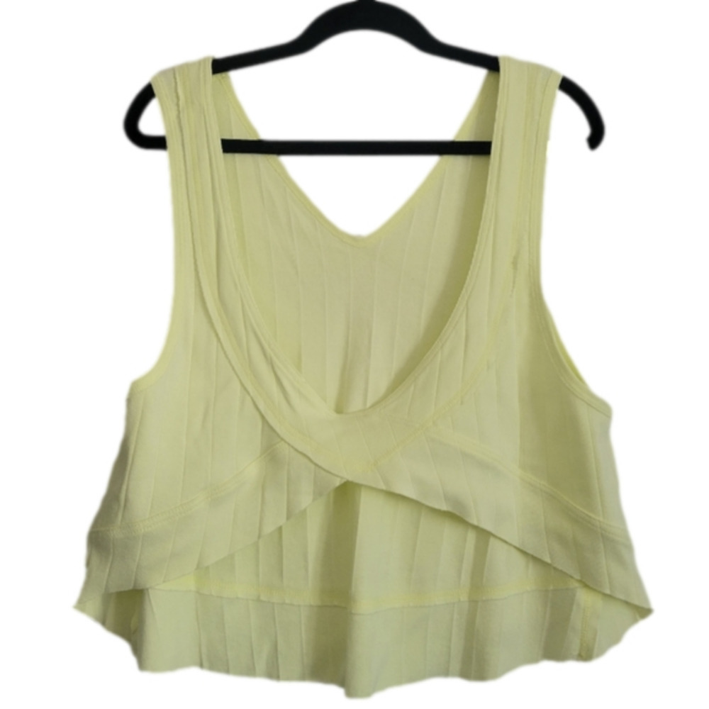 RD Style Neon Yellow Raw Edge Open Back Tank Top sz M - Brand New